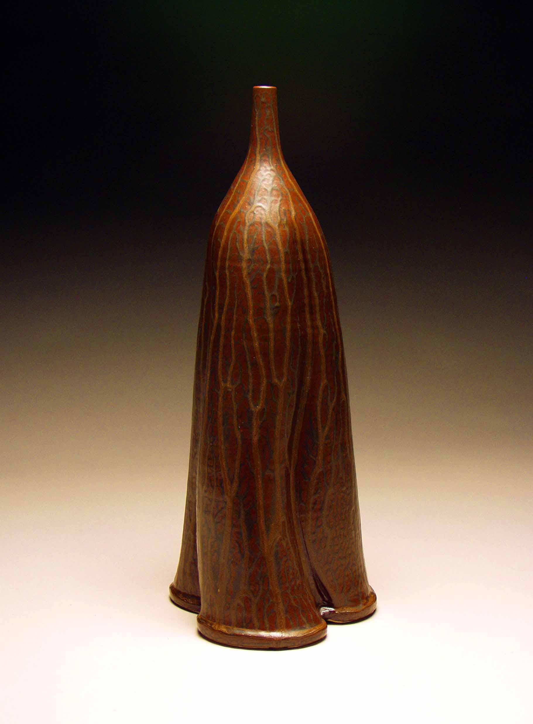 conner burns - dark ash glazed lobed bottle